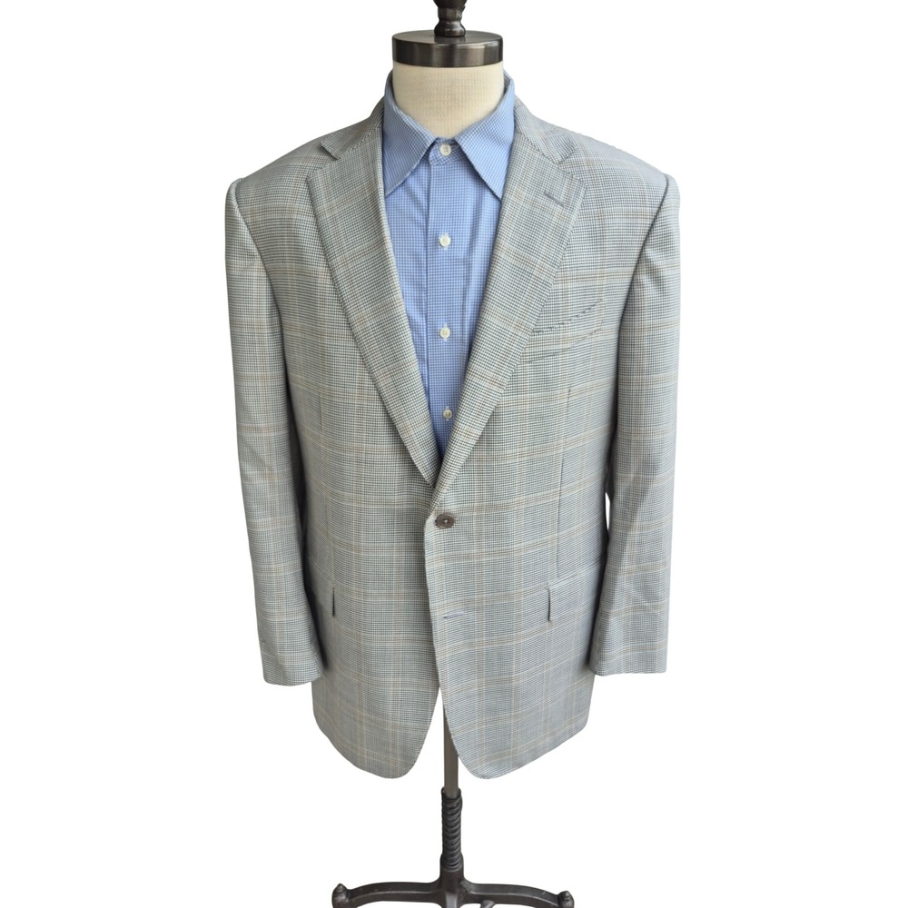 Ermenegildo Zegna Trofeo Wool Sport Coat Grey Houndstooth Fit Mila Mens Sz 44 R